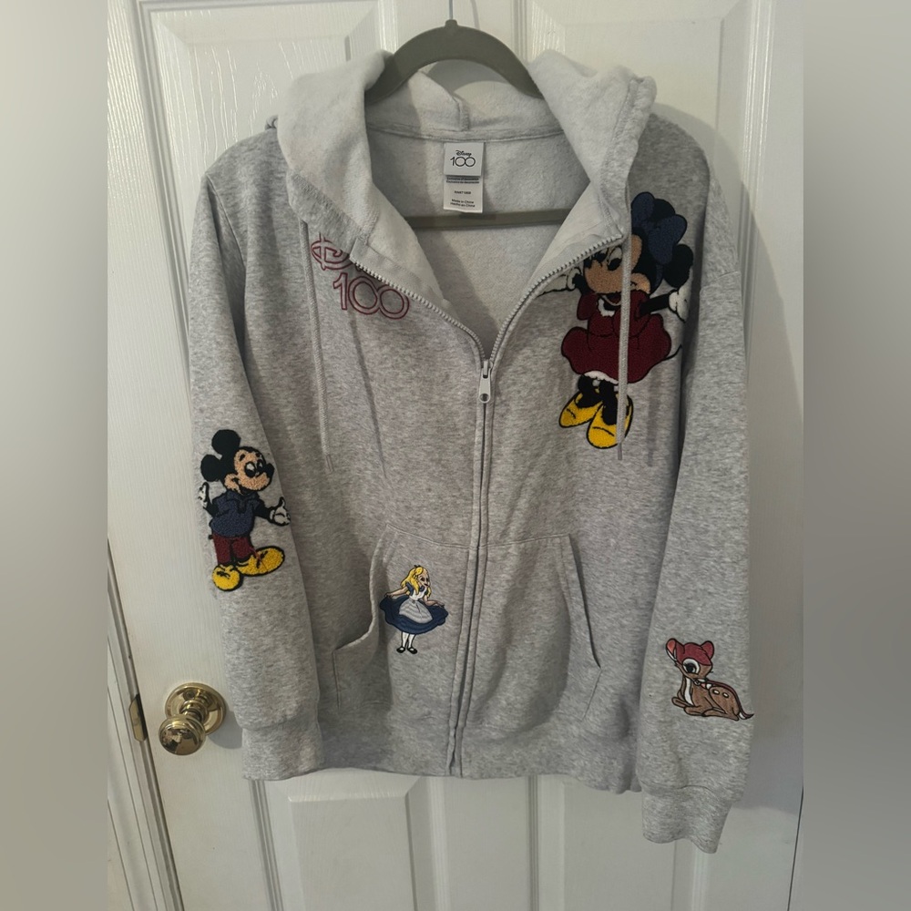 Disney Womens Gray Character Zip Hoodie
